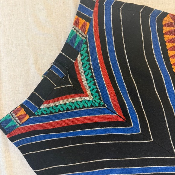 Vintage Southwestern Woven Chevron Stripe A-Line Midi Skirt Black Multi Sm/Md - Picture 8 of 13